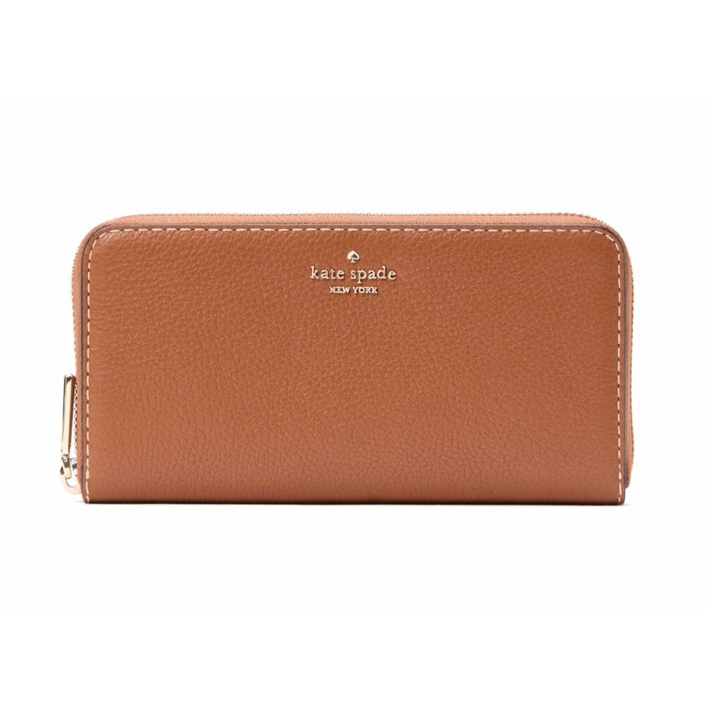 New Kate Spade Lena Large Continental Wallet Pebble Leather Warm Gingerbread